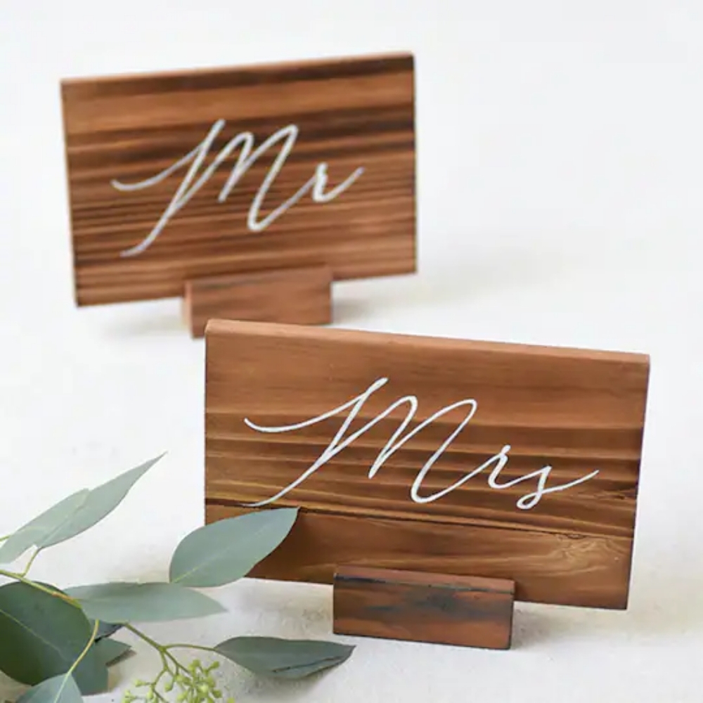 Mr. & Mrs. Wooden Place Settings